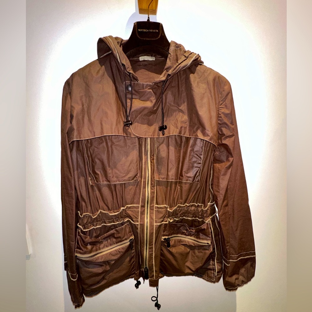 Bottega Veneta NWT Brown Waxed Hooded Anorak Jacket - Size 50R/M